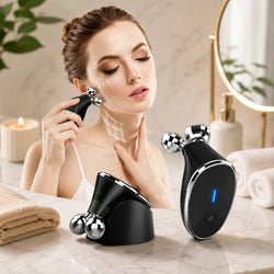 Microcurrent Face Massager, 3 Intensity Modes, LED Indicator, USB Charging, 10-Minute Daily Treatment, Black