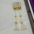 Ethnic Gold-Tone Artificial Long Chain Earrings with Purple Meenakari Work & Ghungroo Tassels (Imitation Jewellery)