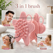 3 In 1 Silicone Shampoo Scalp Massager Brush Face Hair Body Cleanser (1 Pc)
