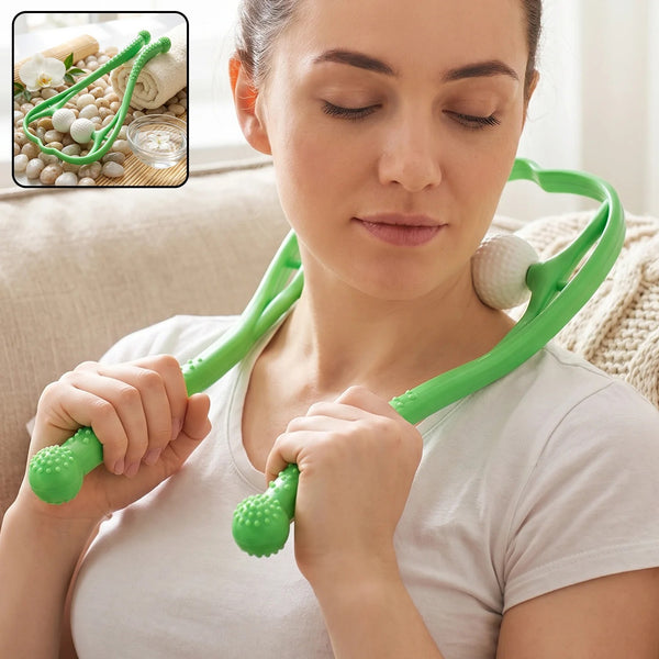Manual Neck Shoulder Roller Massager with Rolling Balls for Pain Relief (1 Pc)
