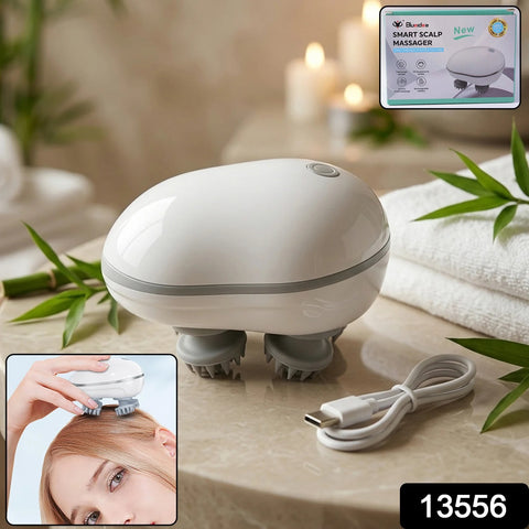 Electric Scalp Massager – Portable USB Rechargeable with 4 Heads